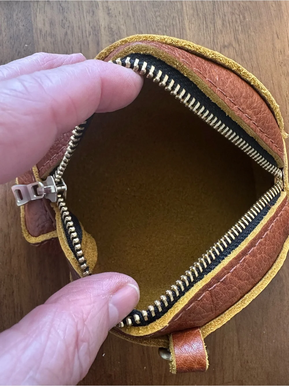 Portland Leather Goods Sunset Zippered Coin Pouch Bag Charm Sienna Brown